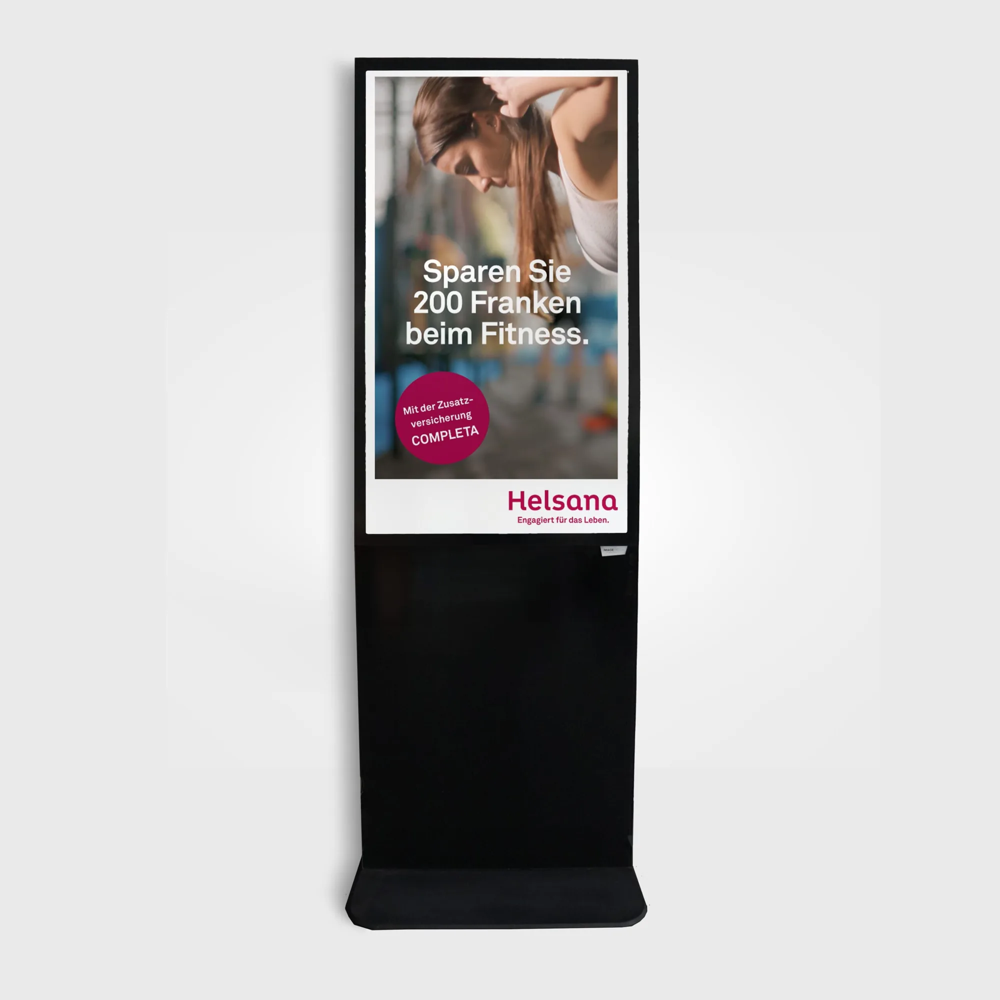Helsana – Helsana zeigt eine Kampagne auf den Displays im IMAGEMEDIA-Werbenetz in Fitnessstudios.