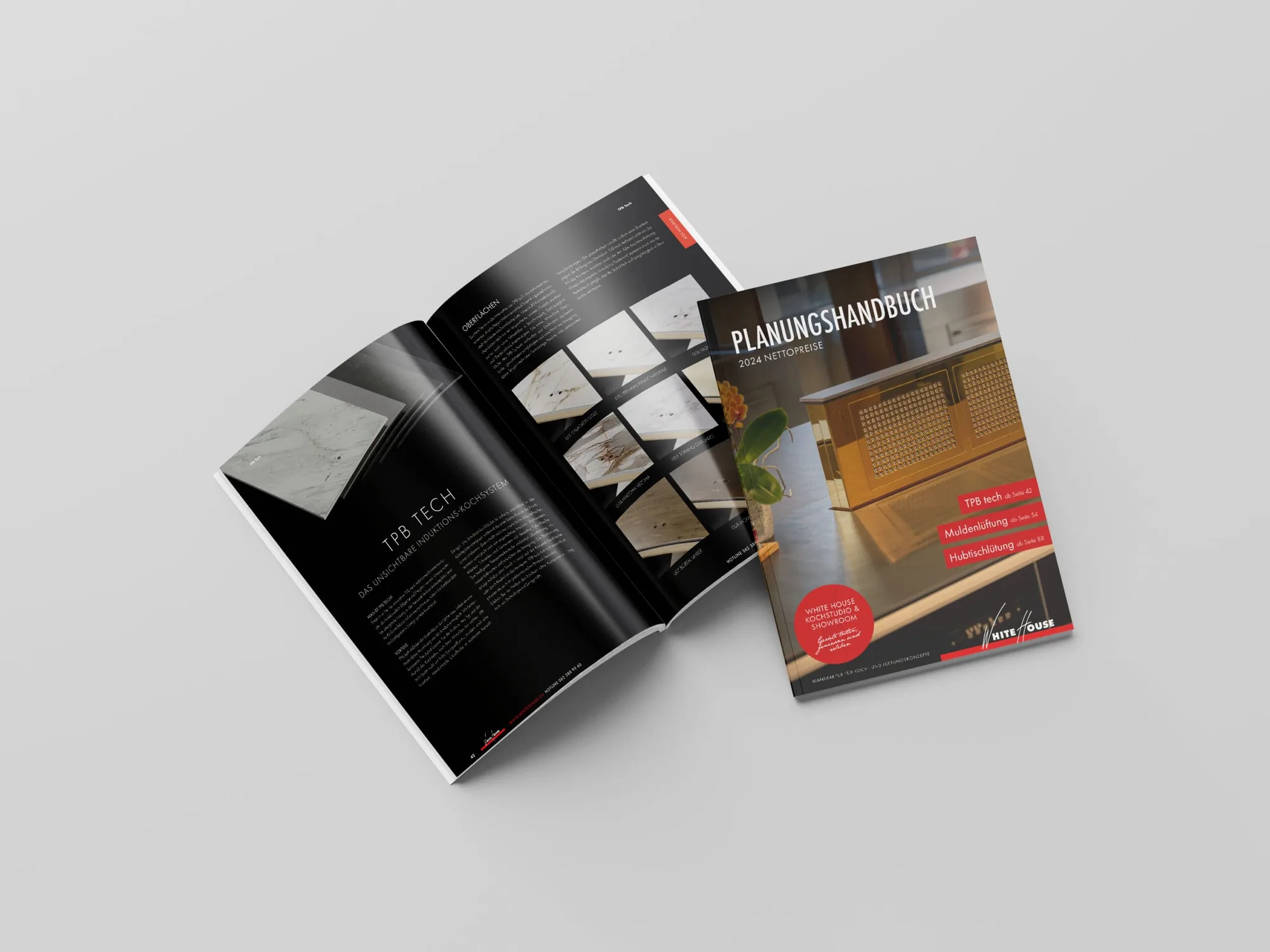 Whitehouse Katalog – Ein gedrucktes Planungshandbuch für die Küchenwelt der Whitehouse AG.